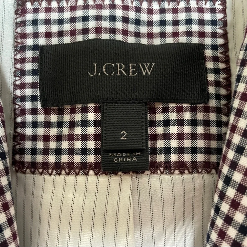 J. Crew Rhodes Micro-Gingham Plaid Blazer Jacket Size 2 Office Preppy Academia